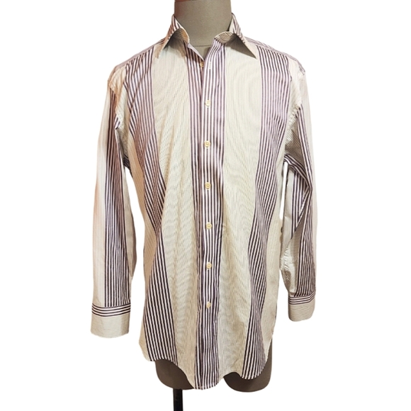 Ted Baker Other - Ted Baker Endurance Vertical Stripe Button Front Men's Dress Shirt White/Purple